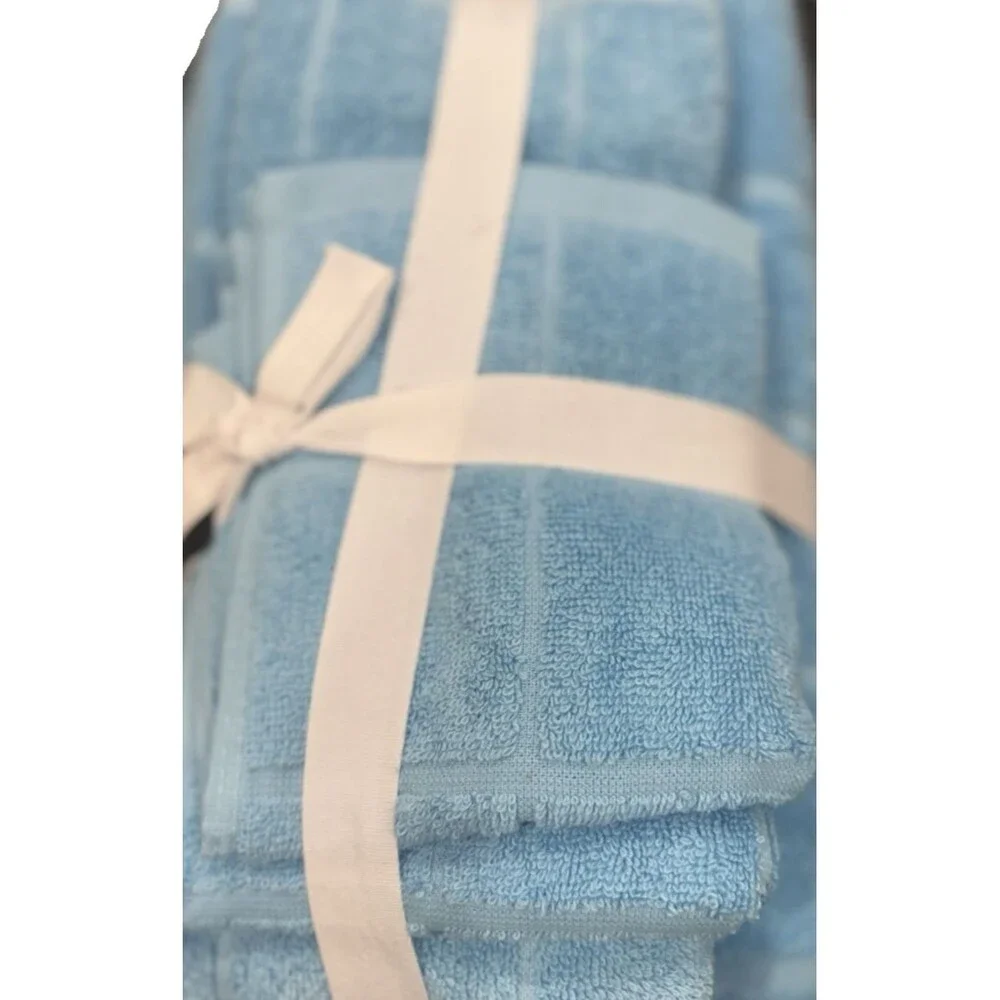 Home Expressions 6 Piece Bath Towel Set 100% Cotton Baltic Sky NEW